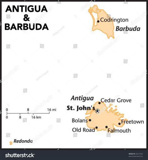 Antigua And Barbuda Country Map Royalty Free Stock Vector