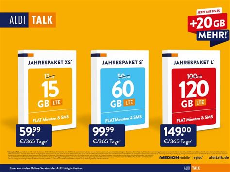 Aldi Talk Legt Jahrespakete Und Kombi Pakete Mit Mehr Datenvolumen Neu Auf