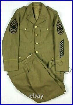 Pre Wwii Us Army Od Wool Serge Mustard Jacket Trousers Career Enlisted