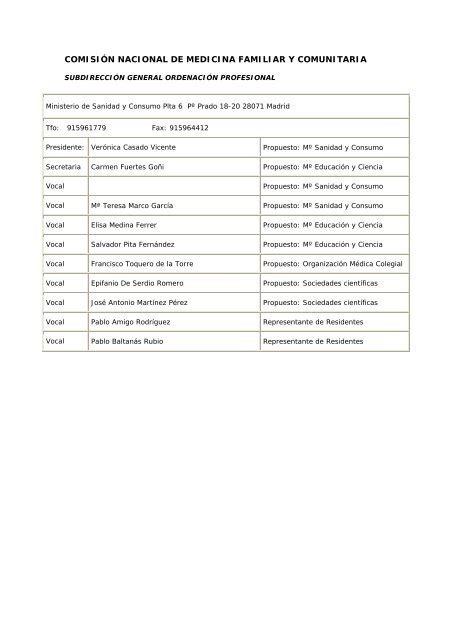 Comisi N Nacional De Medicina Familiar Y Comunitaria