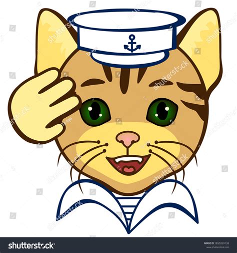 Emoji Saluting Cat Mariner Wearing Navy Stock Vector Royalty Free