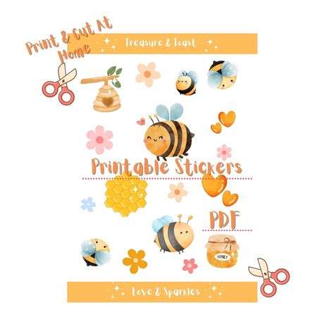 Bee Loved Bumblebee Sticker Sheet Print And Cut Bee Sticker Etsy