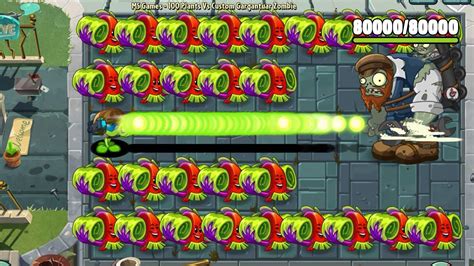 PvZ 2 Challenge Gatling Pea 100 Plant Max Level Vs Custom Foreman