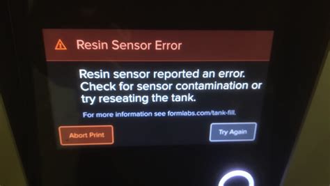 Formlabs Form 2 Resin Sensor Error Form 2 Formlabs Community Forum