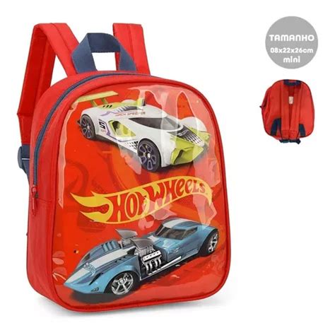 Mochila Meninos Hot Wheels Mach Speeder P Costas Maternal Cor Vermelho Desenho Do Tecido Hot