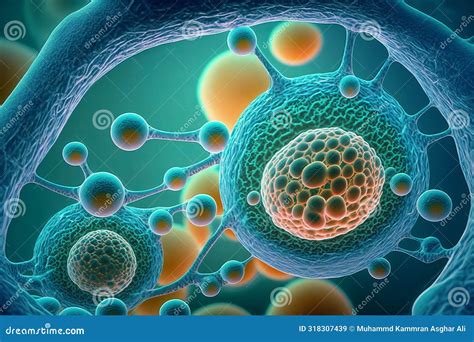 D Rendering Of Human Cell Or Embryonic Stem Cell Microscope Background