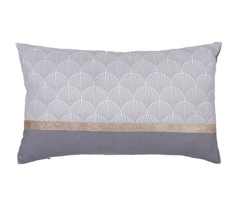 Housse De Coussin 30 X 50 Cm Imprimé Motifs Coquilles Taupe Et Bande