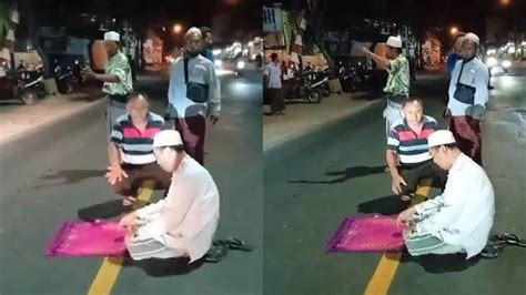 Viral Video Pria Salat Di Tengah Jalan Raya Bikin Warga Bingung