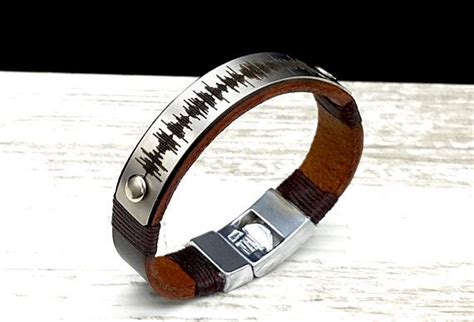 Deep Engraved Soundwave Leather Bracelet With Audio File Etsy