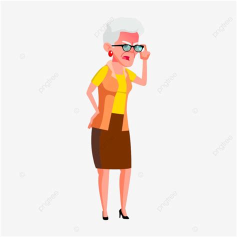 Old Woman Poses Vector Expression Success Aged PNG And Vector With