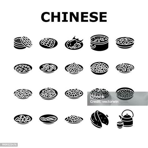 Ilustración De Chinese Cuisine Food Dish Asian Icons Set Vector Y Más Vectores Libres De