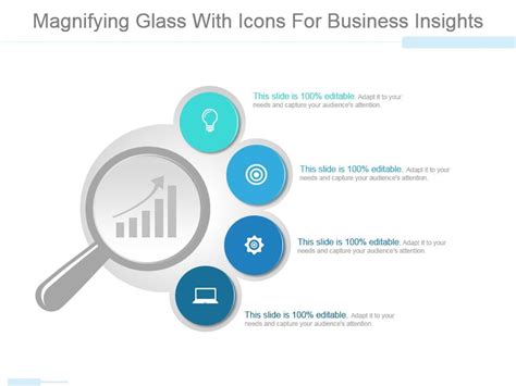 Magnifying Glass With Icons For Business Insights Powerpoint Slides