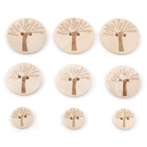 DoreenBeads Wood Sewing Buttons Scrapbooking 2 Holes Round Natural Tree