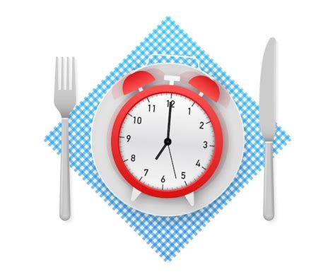 Icono Plano Con Hora De Almuerzo Y Mano Con Bandeja Sobre Fondo Blanco