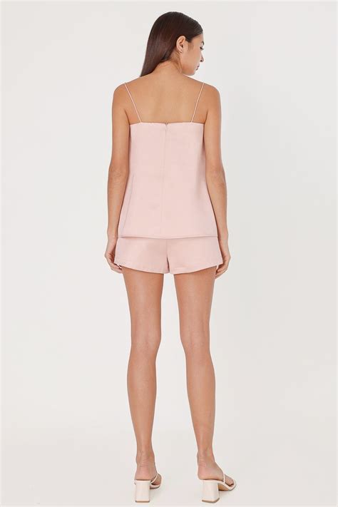 LORRAINE SATIN LONGLINE CAMI TOP NUDE PINK Lovet