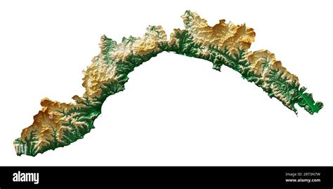 Liguria A Region Of Italy Detailed 3D Rendering Of A Shaded Relief