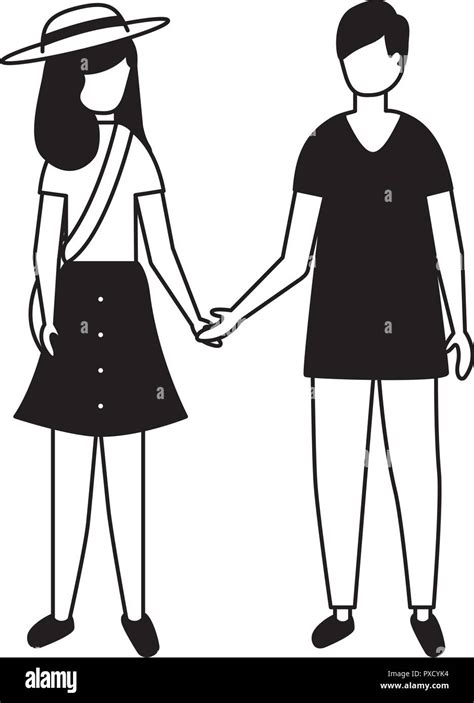 Couple Holding Hands On White Background Vector Illustration Stock