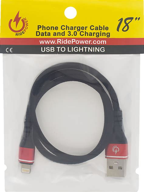 Ridepower 18 Male Usb To Male Lightning Phone Charging Cable 30 Blackred Mc Powersports