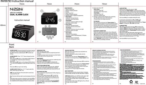 Nizoni Wireless Charging Dual Alarm Clock Instruction Manual