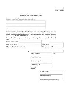 Fillable Online Txssaweb Request For Excess Proceeds Txssaweborg Fax