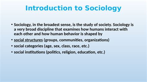 Introduction To Sociology And Branches Of Sociology Teaching Resources