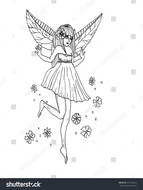 Sketch Anime Girl Vector Illustration Fairy Stock Vector (Royalty Free ...