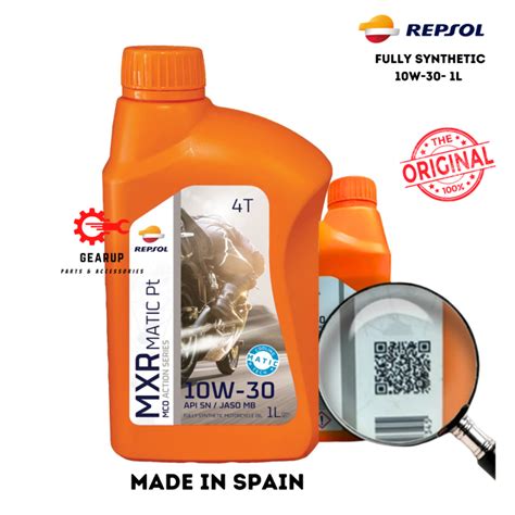 Repsol Moto 10w30 Fully Synthetic Engine Oil API SN JASO MA2