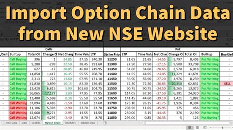 How To Pull Option Chain Data In Excel From New Nse Website Youtube