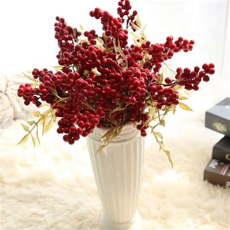 Berry Artificial Flower Fake Red Berries Christmas Flower New Years