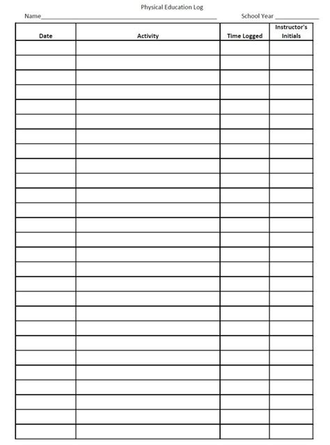 printable pe log printable templates