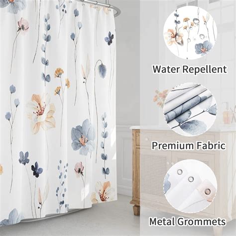 Small Stall Shower Curtain X Narrow Half Watercolor Floral