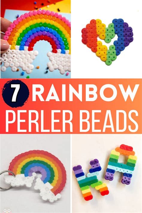 7 Rainbow Perler Bead Patterns For Colorful Creations DIY Crafts