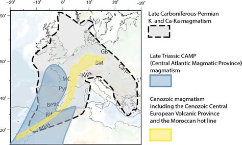 Spatial Distribution Of Main Late Paleozoic Mesozoic And Cenozoic