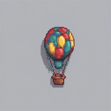 Pixel Art Hot Air Balloon Sky Adventure Premium Ai Generated Image