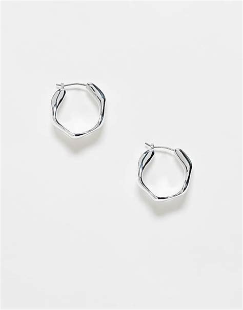 And Other Stories Wavy Hoop Earrings In Silver Asos