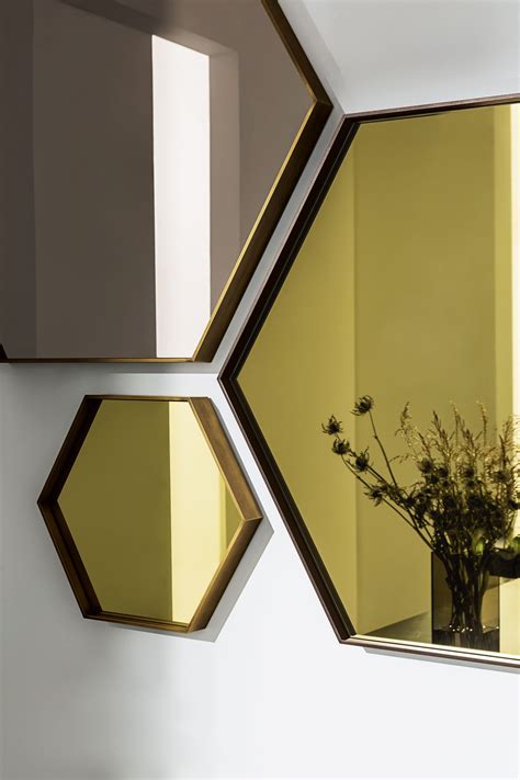 Wall Mounted Mirror Visual Hexagonal By Sovet Italia Design Lievore Altherr Molina