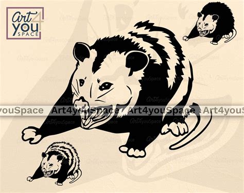 Svg Opossum Possum Screaming Clipart Woodland Animal Wild Etsy Australia