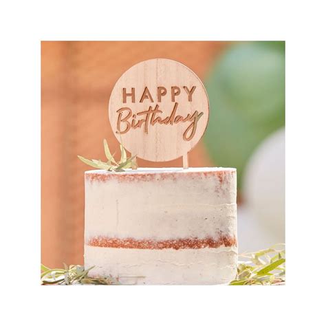 Cake Topper Happy Birthday En Bois