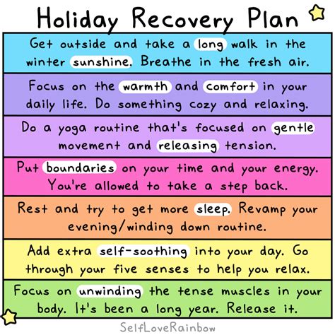 Holiday Recovery Plan Self Love Rainbow