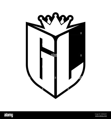 Gl Letter Bold Monogram With Shield Shape And Sharp Crown Inside Shield