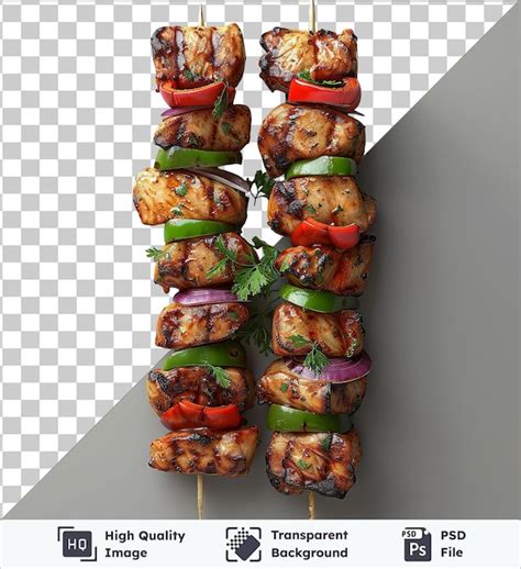 Premium PSD Premium Shish Kebab Skewered With Red And Purple Onions