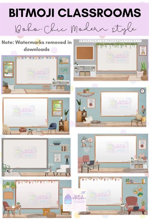 Boho-Chic Bitmoji Digital Classroom Backgrounds in 2022 | Classroom ...