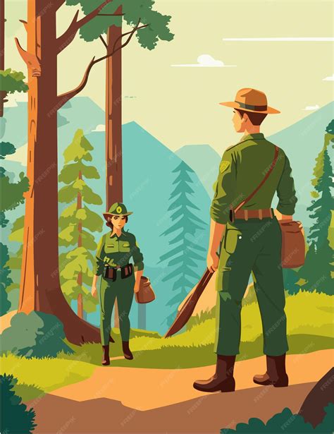 Premium Vector | Vector Flat Illustration design of park rangers work