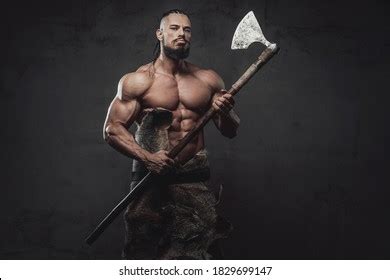 Muscular Furious Bearded Viking Barbarian Naked