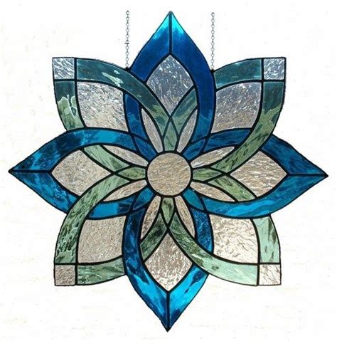 Blue And Green Interlocking Star Argeeartglass Glass On Artfire Stained Glass Art Glass