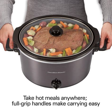 Hamilton Beach Qt Black Slow Cooker With Folding Handles Monsecta