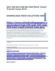 West Coast Transit Case Docx MGT 420 MGT 420 MGT420 West Coast