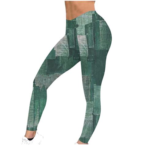 Funny Cute Leggings That Look Like Jeans Graphic Printed Tummy Control