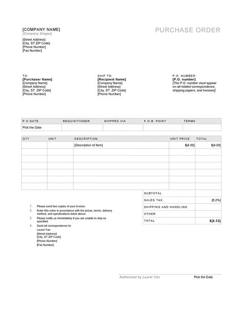 Free Purchase Order Templates In Word Excel Pdf School Purchase