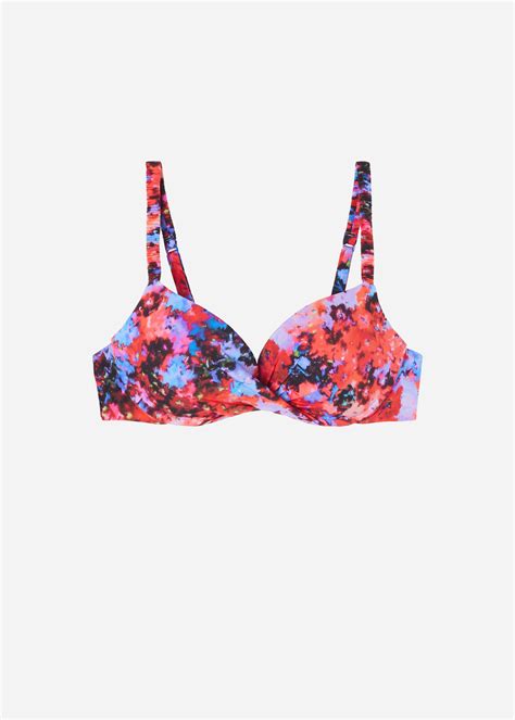 Push upka se super výztuží k plavkám Blurred Flowers Push up Calzedonia